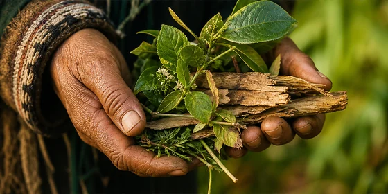 Hands preparing a small batch of whole herbs